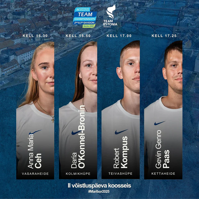 Teine võistluspäev 🔥⏰ 15.30📺 eurovisionsport.com📊 european-athletics.org