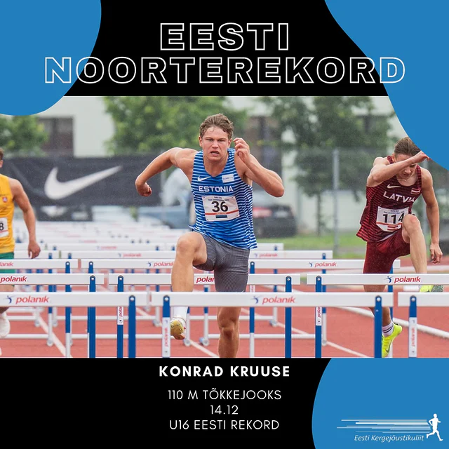 EESTI NOORTEREKORDID 🇪🇪

Täna Jõhvis toimunud U16 vanuseklassi Balti võistkondlikel meistrivõistlustel püstitati kolm uut Eesti noorterekordit 💥

Konrad Kruuse uuendas 110 m tõkkejooksus U16 Eesti rekordit. Balti meistritiitli ja uue rekordi tõi aeg 14.12. Eelmine rekord kuulus samuti Konradi nimele ajaga 14.44 ning oli püstitatud vähem kui kaks nädalat tagasi Rakveres. 

Mari Paju püstitas kettaheites Balti meistriks tulles uue U16 Eesti rekordi tulemusega 49.10. Varasem rekord kuulus alates 2018. aastast Kelly Heinpõllu nimele tulemusega 49.08.

Marit Tarm jooksis välja uue U16 Eesti rekordi ning sai kaela kuldmedali 1500 m takistusjooksus ajaga 5:07.90. Eelmine rekord kuulus samuti Mariti nimele ajaga 5:13.53 ning oli püstitatud juuni lõpus.

Võistkondlikus arvestuses võitis U16 Balti meistrivõistlused Läti 🇱🇻 koondis 280 punktiga. Eesti 🇪🇪 koondis sai 238 punktiga teise koha ning Leedu 🇱🇹 koondis oli kolmas 203 punktiga.

Palju õnne! 👏🏻 

📸: Tõnis Tõnström/EKJL